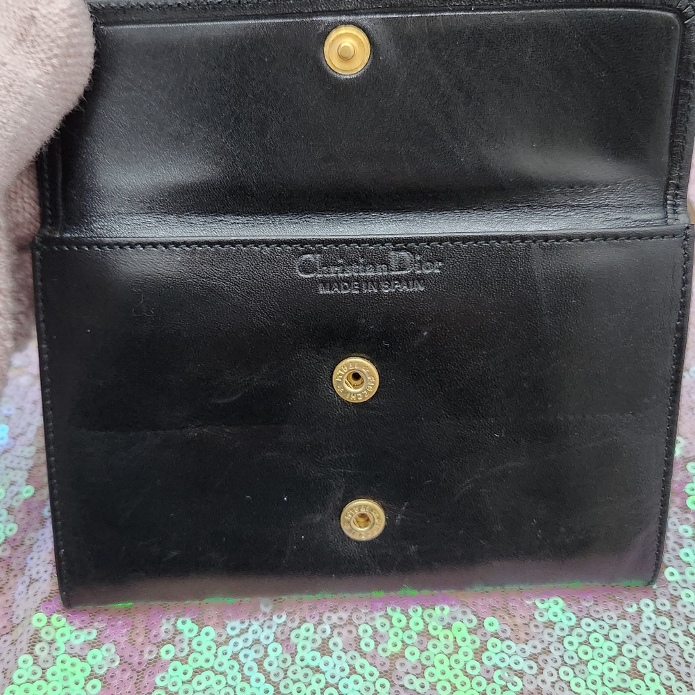 Christian Dior Black Leather Compact Wallet - Picture 9 of 13